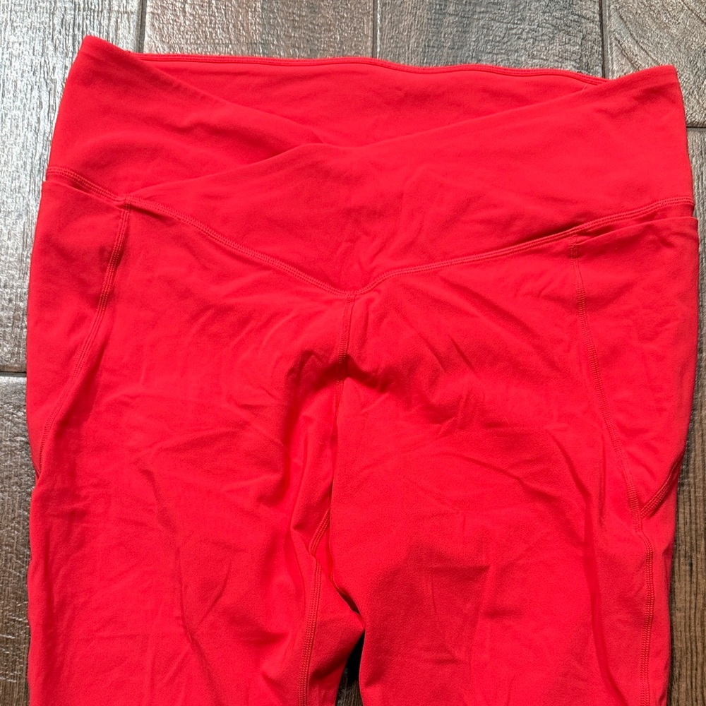 Fabletics Oasis Pureluxe HW Crossover 7/8 Leggings in Strawberry Red